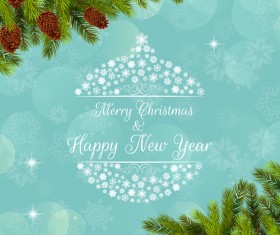 Christmas background with pine branches vector graphics 02