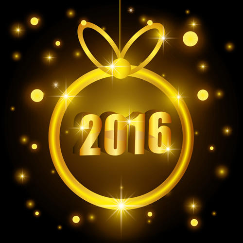 Christmas ball frame with 2016 new year background vector
