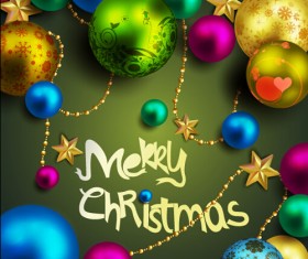 Christmas ball with golden stars background vector