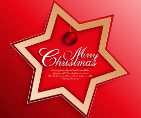 Christmas ball with stars card vector 01