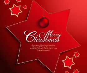 Christmas ball with stars card vector 02