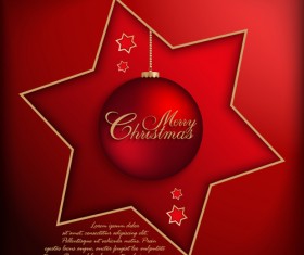 Christmas ball with stars card vector 03