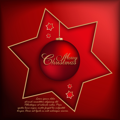 Christmas ball with stars card vector 03