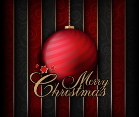 Christmas ball with stars card vector 05
