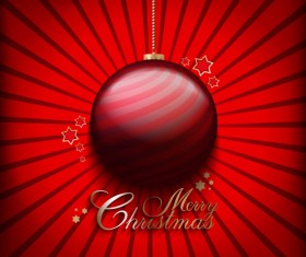 Christmas ball with stars card vector 06