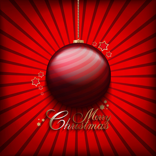 Christmas ball with stars card vector 06