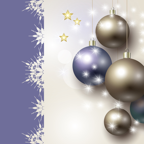 Christmas balls with baubles cards vector 01
