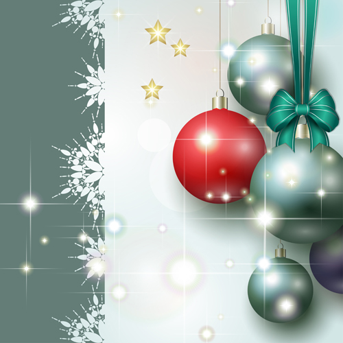 Christmas balls with baubles cards vector 02