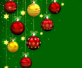 Christmas balls with green background vector