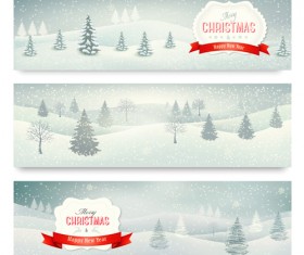 Christmas banners with winter snow vector set 01