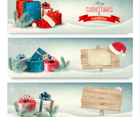 Christmas banners with winter snow vector set 02