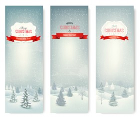 Christmas banners with winter snow vector set 03