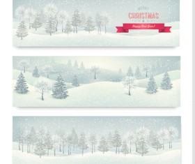 Christmas banners with winter snow vector set 04
