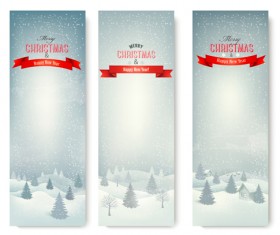 Christmas banners with winter snow vector set 09 free download