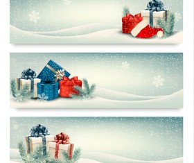 Christmas banners with winter snow vector set 06