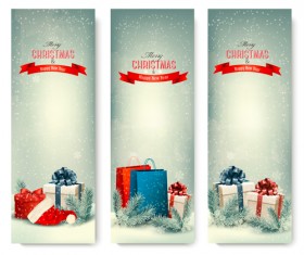 Christmas banners with winter snow vector set 07