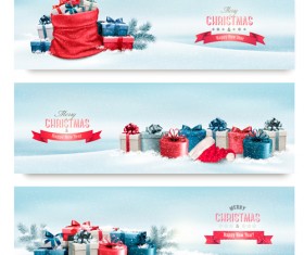 Christmas banners with winter snow vector set 08