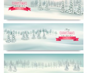 Christmas banners with winter snow vector set 10