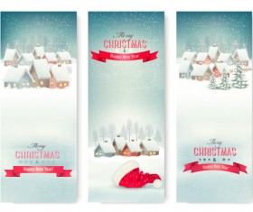 Christmas banners with winter snow vector set 11