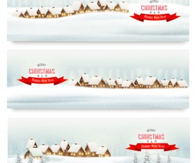 Christmas banners with winter snow vector set 12