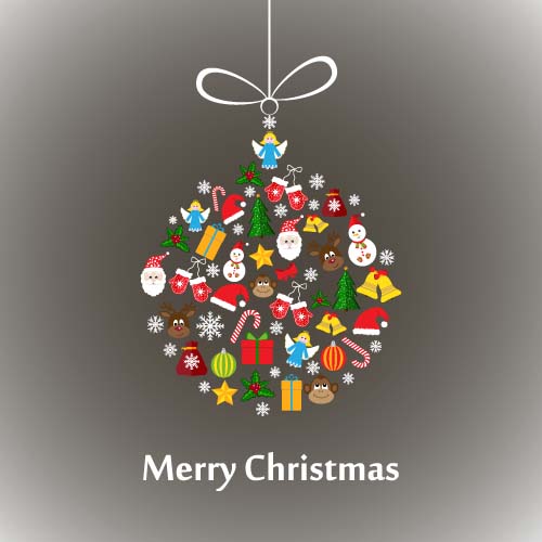 Christmas baubles cute vector material 01