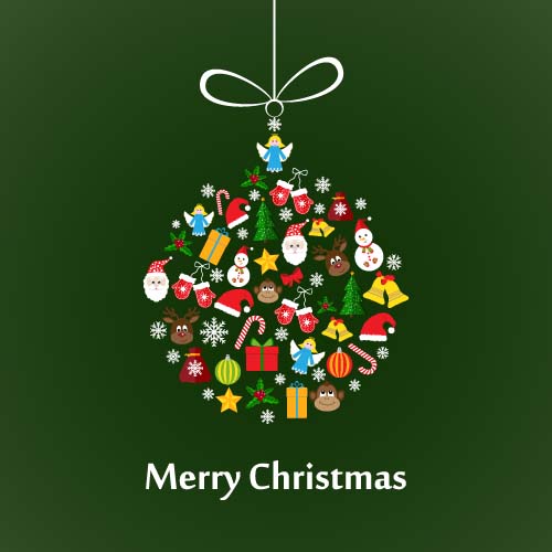 Christmas baubles cute vector material 03