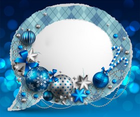 Christmas baubles text box vector graphics 01