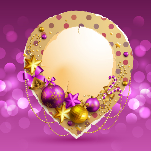 Christmas baubles text box vector graphics 02