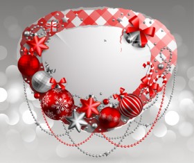 Christmas baubles text box vector graphics 03