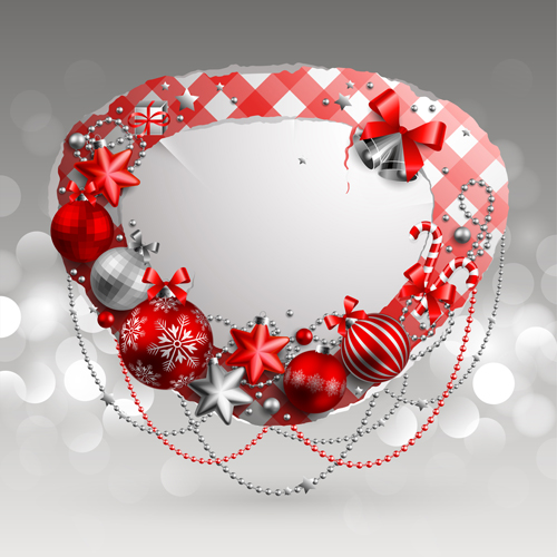 Christmas baubles text box vector graphics 03