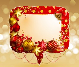 Christmas baubles text box vector graphics 04