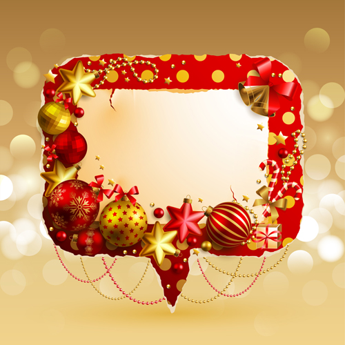 Christmas baubles text box vector graphics 04