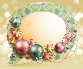 Christmas baubles text box vector graphics 05