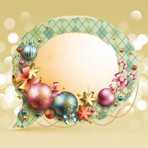Christmas baubles text box vector graphics 05