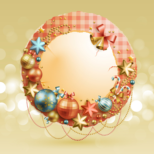 Christmas baubles text box vector graphics 06