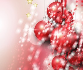 Christmas baubles with bow art background vector 01