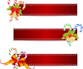 Christmas baubles with red banners vector