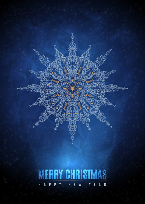 Christmas blue background with snowflake pattern vector 01