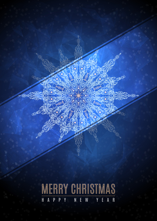 Christmas blue background with snowflake pattern vector 03
