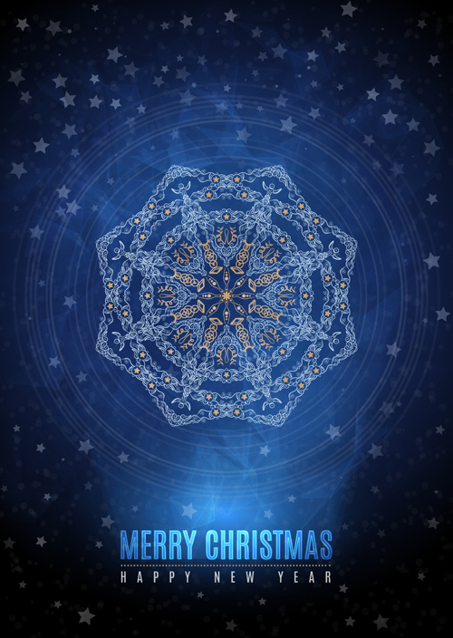 Christmas blue background with snowflake pattern vector 04