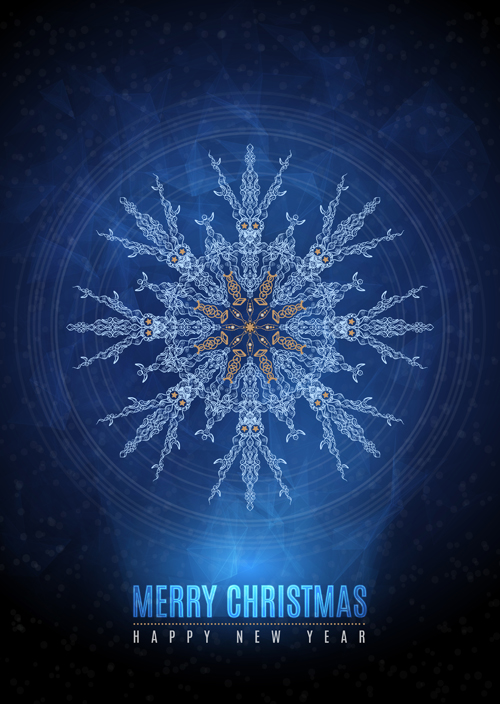 Christmas blue background with snowflake pattern vector 05