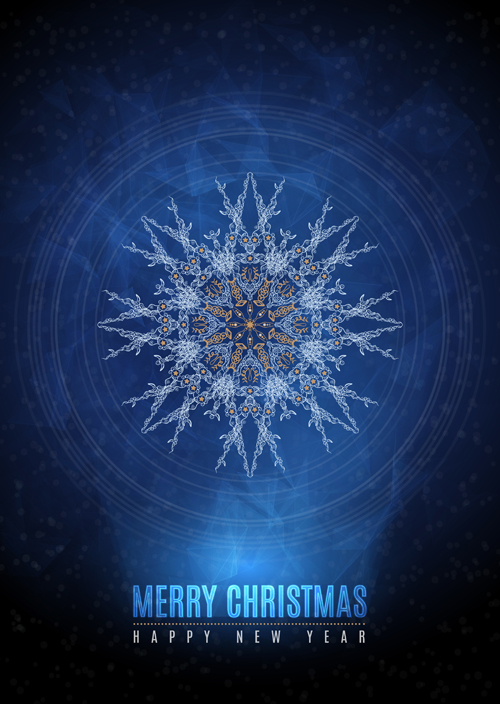 Christmas blue background with snowflake pattern vector 06