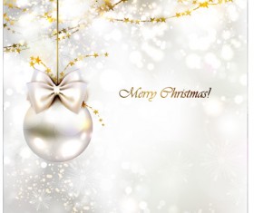 Christmas bow baubles with shiny background vector