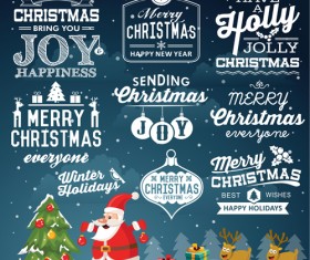 Christmas calligraphy labels with background vector