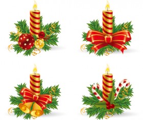 Christmas candle with baubles vectors 01