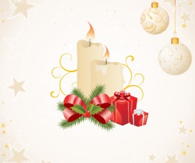Christmas candle with baubles vectors 02
