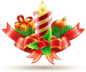 Christmas candle with baubles vectors 03