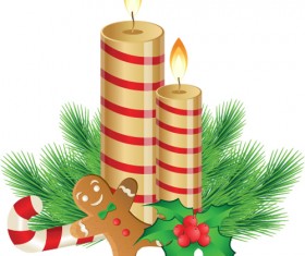 Christmas candle with baubles vectors 04