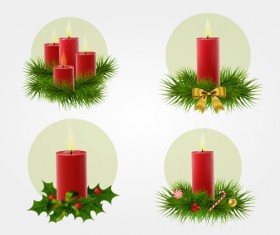 Christmas candle with baubles vectors 06