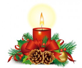 Christmas candle with baubles vectors 07